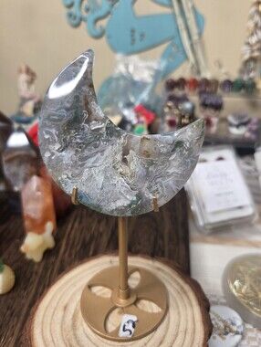 Moss Agate Moon (4 In )  F New Beginnings